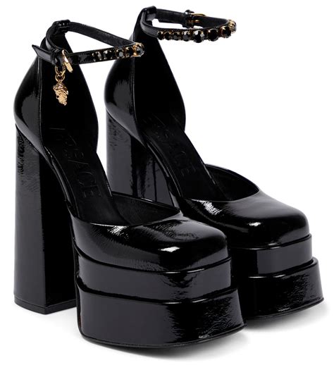 versace black strappy heels|versace black platform heels.